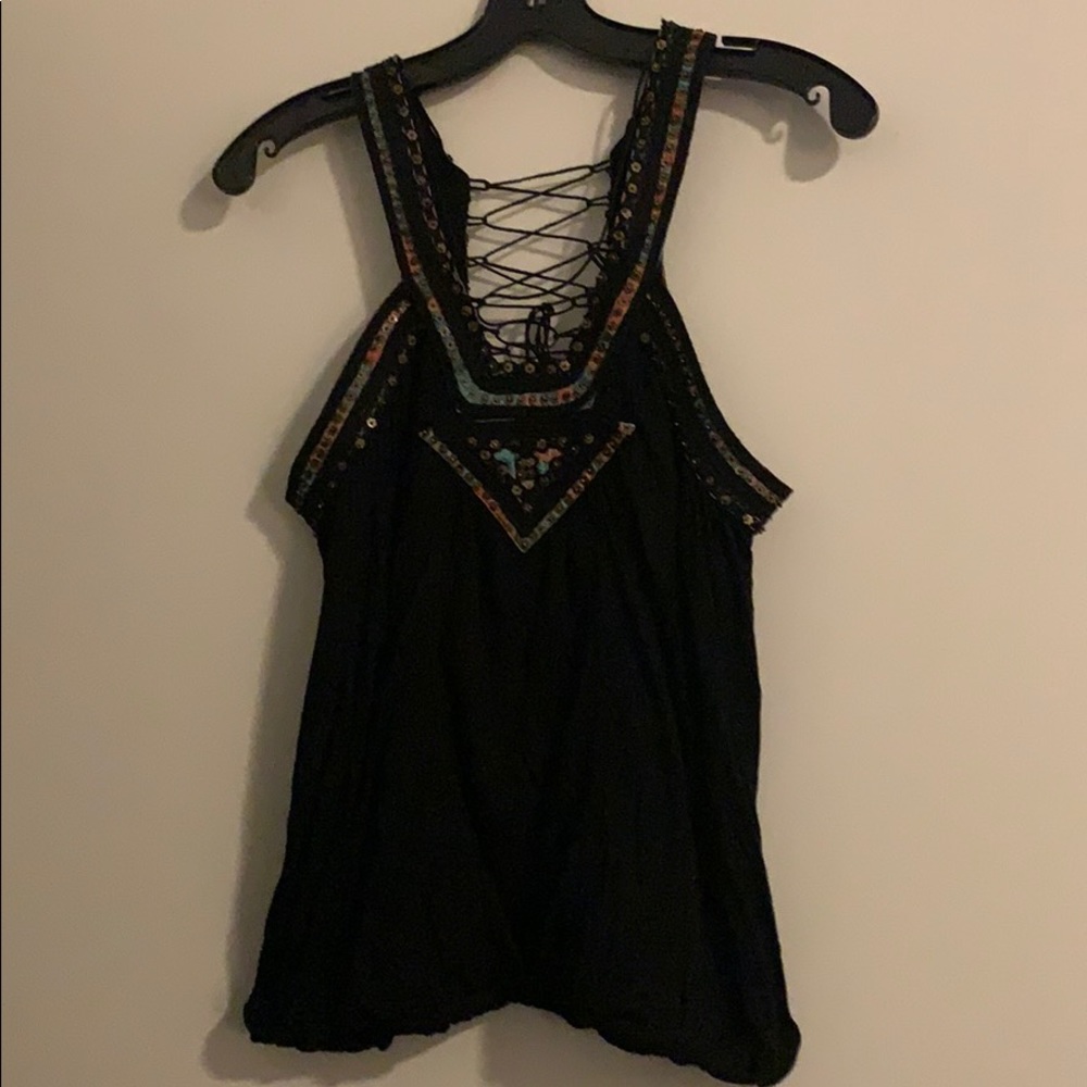 Free People studs/print shirt